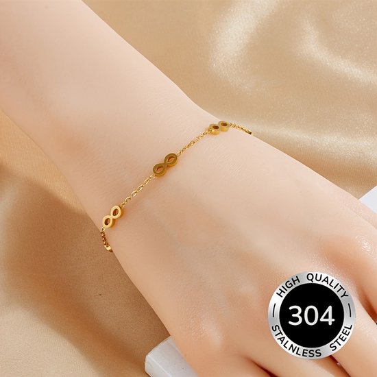 Sjika - Infinity Armband Dames | Gold Plated | Verstelbaar | Cadeau voor haar