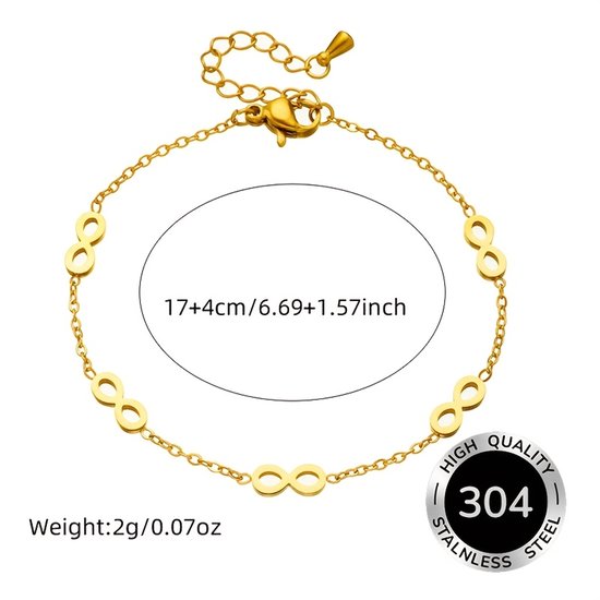 Sjika - Infinity Armband Dames | Gold Plated | Verstelbaar | Cadeau voor haar