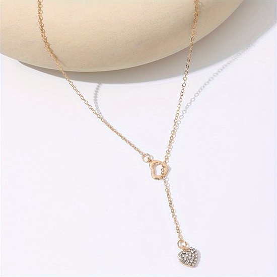 Sjika - Gold Plated Hart Ketting – Goudkleurig – Zirkonia – Dames Sieraad - Luxe Cadeau