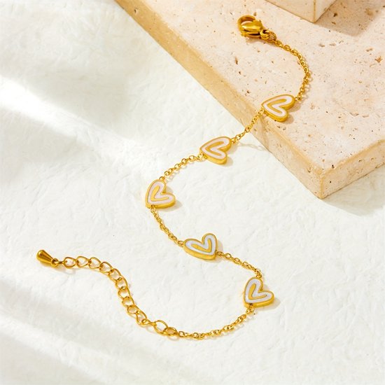 Sjika - Elegante Armband met Hartjes | Gold Plated | Luxe Cadeau voor Haar