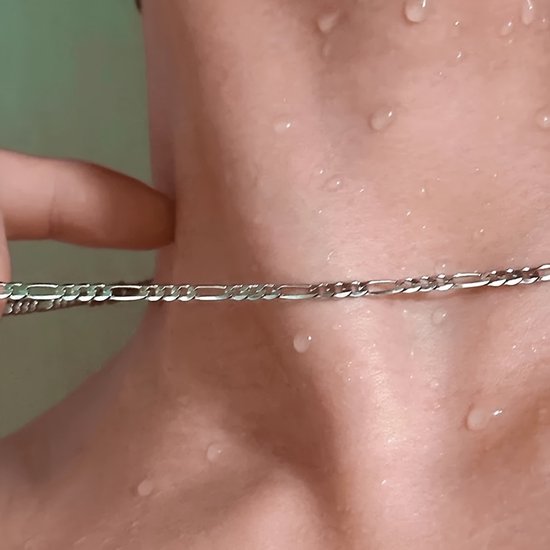 Sjika - Zilverkleurige Heren Ketting – Figaro Chain – Stijlvolle Mannen Halsketting – Luxe Afwerking - Cadeau voor hem
