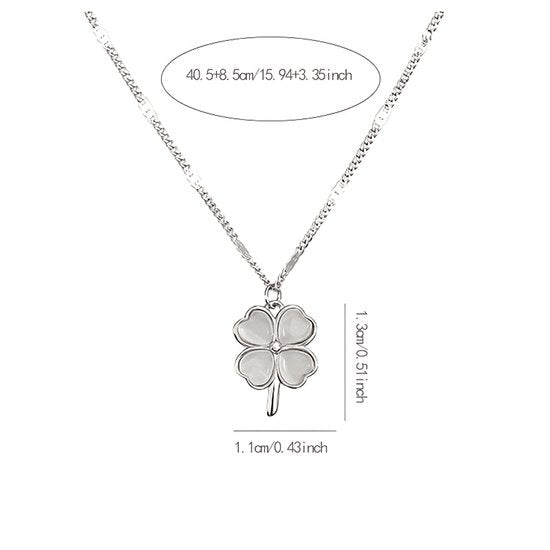 Sjika - Zilveren Klavertje Vier Ketting – Geluksketting Dames – Zilver – Minimalistische Hanger – Cadeau voor Vrouw – Tijdloos & Elegant