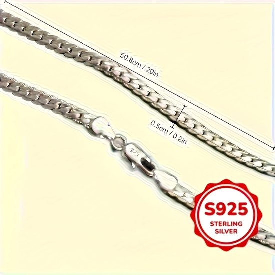 Sjika - S925 Sterling Zilveren Mannenketting – Tijdloze Schakelketting – Heren Sieraad - Cadeau voor hem