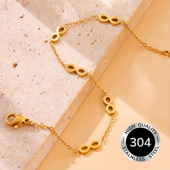 Sjika - Infinity Armband Dames | Gold Plated | Verstelbaar | Cadeau voor haar