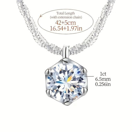 Sjika - S925 Sterling Zilveren Ketting met Solitaire Steen – Minimalistische Dames Halsketting - Cadeau