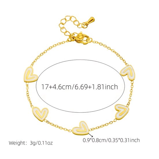 Sjika - Elegante Armband met Hartjes | Gold Plated | Luxe Cadeau voor Haar