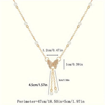 Sjika - Trendy vlinder ketting dames – Fijn design met parels – Cadeau idee