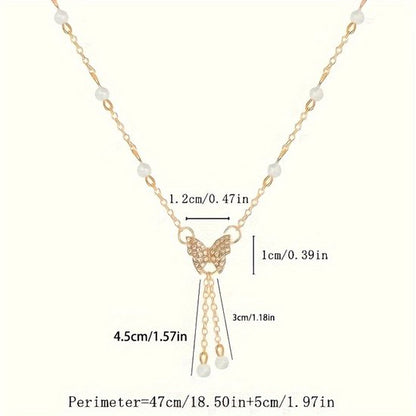 Sjika - Trendy vlinder ketting dames – Fijn design met parels – Cadeau idee