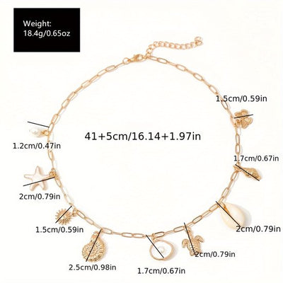 Sjika - Dames Strand Ketting Goudkleurig – Schelp Ketting met Zee Bedels – Boho Zomer Halsketting – Beach Sieraden voor Dames - Cadeau voor haar