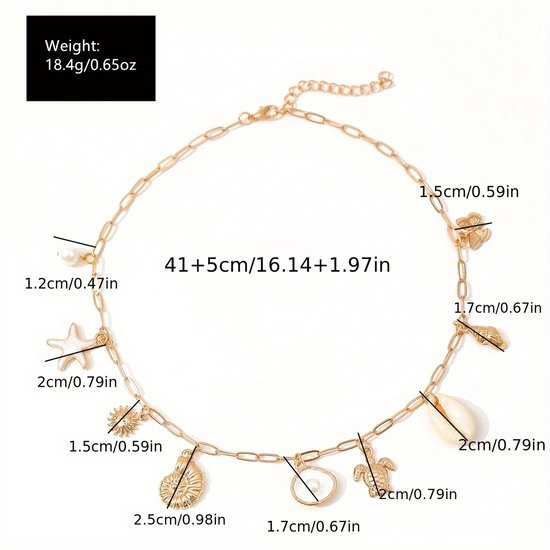 Sjika - Dames Strand Ketting Goudkleurig – Schelp Ketting met Zee Bedels – Boho Zomer Halsketting – Beach Sieraden voor Dames - Cadeau voor haar