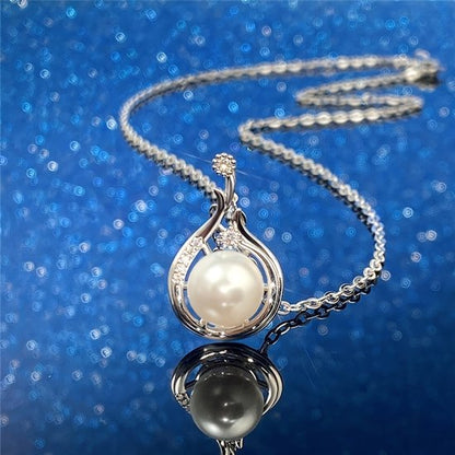 Sjika - Zilveren Ketting Dames met Parel Hanger – Elegante Ketting met Zirkonia – Luxe Sieraad – Cadeau voor Haar