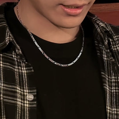 Sjika - Zilverkleurige Heren Ketting – Figaro Chain – Stijlvolle Mannen Halsketting – Luxe Afwerking - Cadeau voor hem