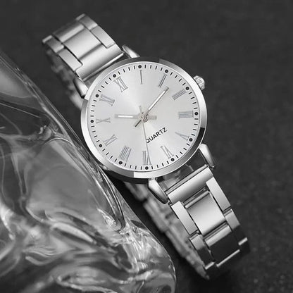 Sjika - Dames Horloge met Armband – Quartz Horloge Zilver – Luxe Dames Polshorloge Set - Cadeau voor haar