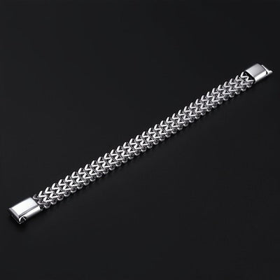 Sjika - Schakelarmband Heren Zilverkleurig – Stoere RVS Armband met Dubbele Schakel – Luxe Heren Armband – Moderne Mannen Sieraden - Cadeau voor hem