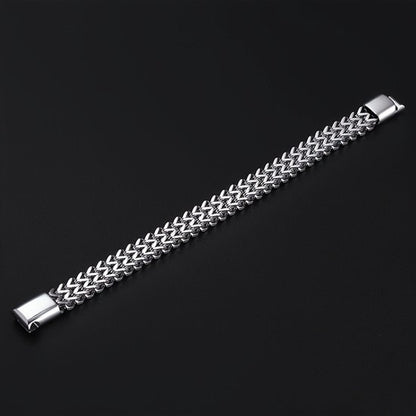 Sjika - Schakelarmband Heren Zilverkleurig – Stoere RVS Armband met Dubbele Schakel – Luxe Heren Armband – Moderne Mannen Sieraden - Cadeau voor hem