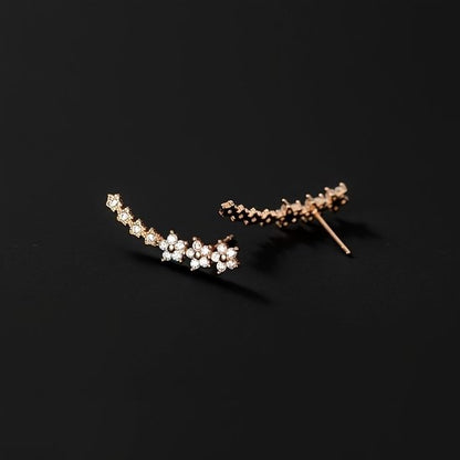 Sjika - Gouden Oorbellen met Kristallen Bloemen – Luxe Dames Sieraad - Cadeau