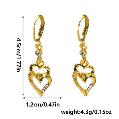 Sjika - Luxe Gouden Hart Oorringen – Verfijnde Dangle Earrings met Strass – Perfect Cadeau voor Haar