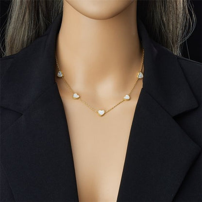 Sjika - Sieradenset Dames – Gouden Ketting & Oorbellen met Hartjes - Cadeau voor haar