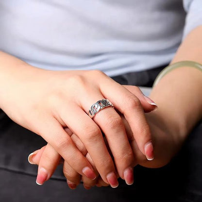 Sjika - Zilveren Schakelring S925 Dames & Heren – Verstelbare Ring Zilver – Minimalistische Chain Ring – Unisex