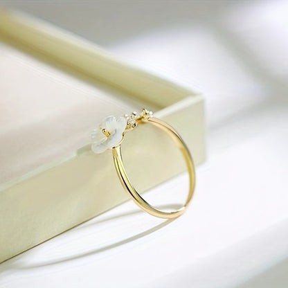 Sjika - Gouden Bloemen Ring Dames – Verstelbare Ring met Bloem & Zirkonia – Elegante Open Ring – Gold Plated - Cadeau voor haar