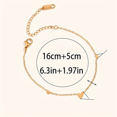 Sjika - Gold Plated Armband Dames – Hartjes Design – Verstelbaar – Luxe Cadeau