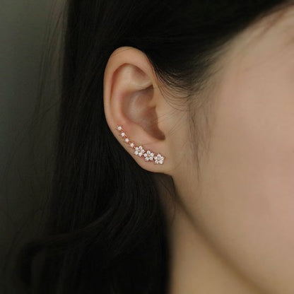 Sjika - Zilveren Ear Climbers Oorbellen – Oor Crawler met Zirkonia – Dames Oorbellen Zilver – Minimalistisch & Elegant – Set van 2 - Cadeau voor haar