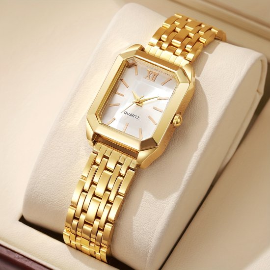 Sjika - Dameshorloge & Armband Set – 18K Gold Plated – Modieus, Elegant - Cadeau voor haar