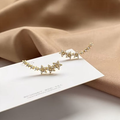 Sjika - Gouden Oorbellen met Kristallen Bloemen – Luxe Dames Sieraad - Cadeau