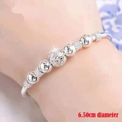 Sjika - S925 Zilveren Armband Dames – Sterling Silver Bangle met Bedels – Verstelbare Armband – Pandora Style - Cadeau voor haar