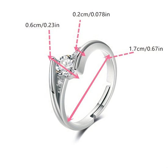 Sjika - Goudkleurige Verstelbare Ring met Zirkonia – Elegante Damesring – Minimalistisch Design – Fashion Jewelry - Cadeau voor haar