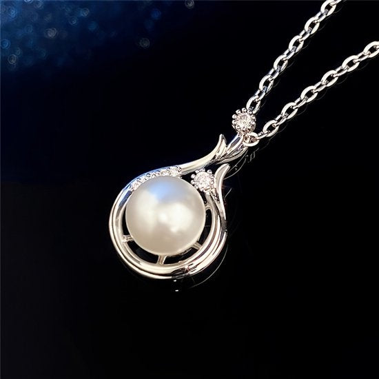 Sjika - Zilveren Ketting Dames met Parel Hanger – Elegante Ketting met Zirkonia – Luxe Sieraad – Cadeau voor Haar