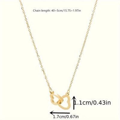 Sjika - Gouden Hartjes Ketting Dames – Dubbel Hart Hanger – Minimalistische Ketting – Gold Plated – Cadeau voor Haar