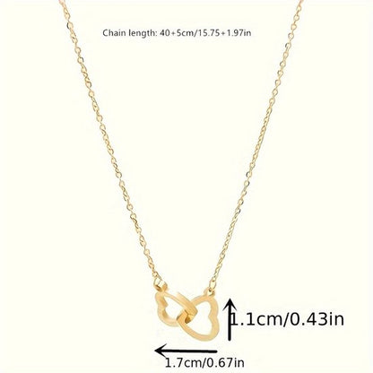 Sjika - Gouden Hartjes Ketting Dames – Dubbel Hart Hanger – Minimalistische Ketting – Gold Plated – Cadeau voor Haar
