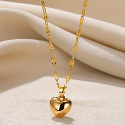 Sjika - Chique ketting dames – Goudkleurig met hart hanger – Perfect cadeau – Voor haar