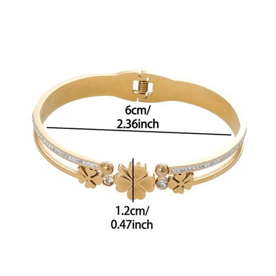 Sjika - Gold Plated Armband Dames – Klavertje Vier – Zirkonia – Geluksarmband – Luxe Cadeau