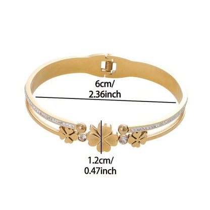 Sjika - Gold Plated Armband Dames – Klavertje Vier – Zirkonia – Geluksarmband – Luxe Cadeau