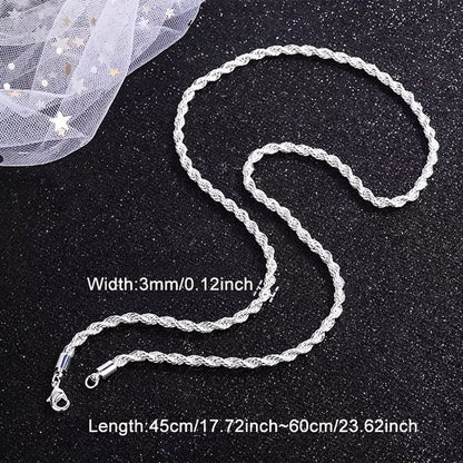 Sjika - Zilverkleurige Rope Chain Heren Ketting – 3 mm – RVS – Gedraaide touwschakel – Stoere & stijlvolle heren ketting - Cadeau voor hem