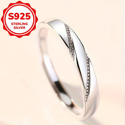 Sjika - S925 Sterling Silver Plated Unisex Koppelring Set – Trouwringen / Verlovingsringen / Vriendschapsringen - One Size – 2-Delige Ringenset met Zirkonia - Cadeau