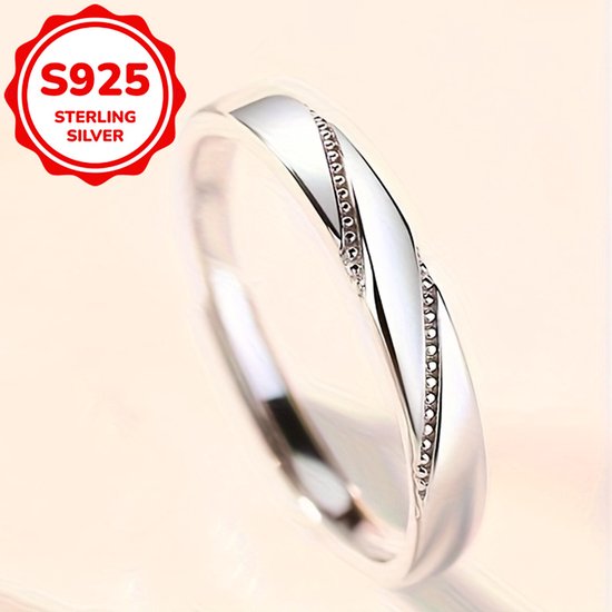 Sjika - S925 Sterling Silver Plated Unisex Koppelring Set – Trouwringen / Verlovingsringen / Vriendschapsringen - One Size – 2-Delige Ringenset met Zirkonia - Cadeau