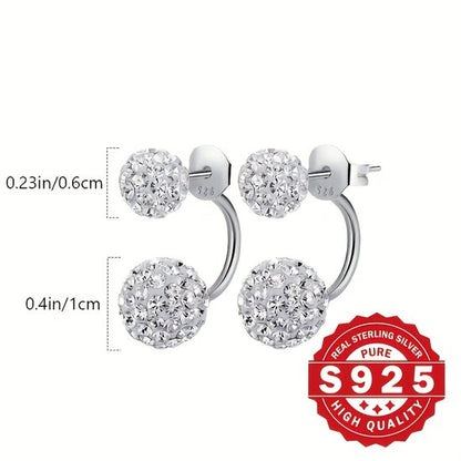 Sjika - S925 Sterling Zilveren Oorbellen Set – Kristallen Stud Oorbellen & Ear Cuff – Dames - Cadeau