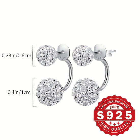 Sjika - S925 Sterling Zilveren Oorbellen Set – Kristallen Stud Oorbellen & Ear Cuff – Dames - Cadeau