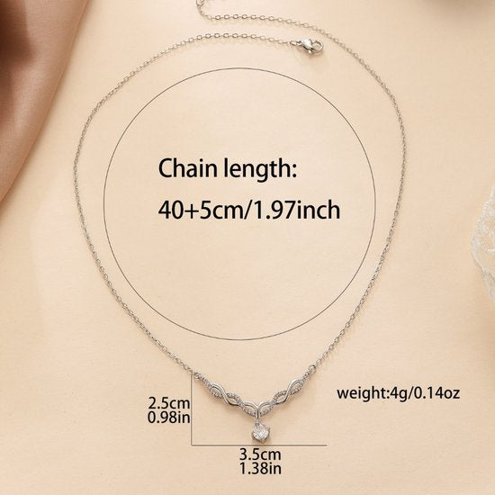 Sjika - Elegante 18k Goud Plated Ketting met Golvend Ontwerp en Zirkonia – Sprankelende Damesketting - Cadeau voor haar