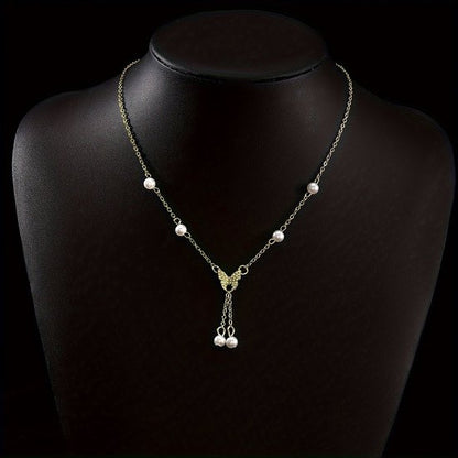 Sjika - Trendy vlinder ketting dames – Fijn design met parels – Cadeau idee