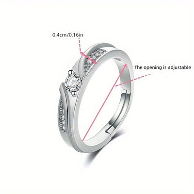 Sjika - Unisex Ring met Kristal - One Size – Zilverkleurige Koppelring – Vriendschapsring & Trouwring – Tijdloos Design
