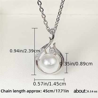 Sjika - Zilveren Ketting Dames met Parel Hanger – Elegante Ketting met Zirkonia – Luxe Sieraad – Cadeau voor Haar