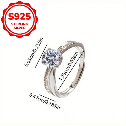 Sjika - Zilveren Ring voor Dames – One Size - Klassieke Zirkonia Verlovingsring – Tijdloos & Luxe - Cadeau voor haar