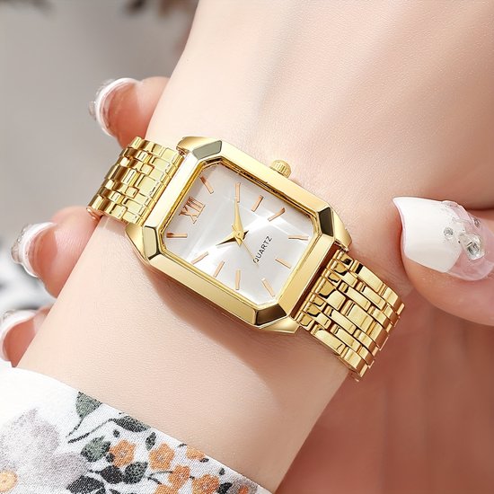 Sjika - Dameshorloge & Armband Set – 18K Gold Plated – Modieus, Elegant - Cadeau voor haar