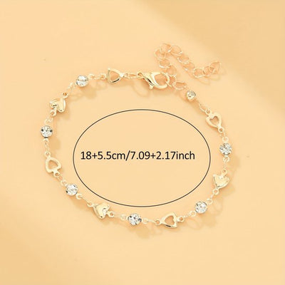 Sjika - Trendy armband met hartjes – Zirkonia stenen – Luxe dames sieraad – Perfect cadeau
