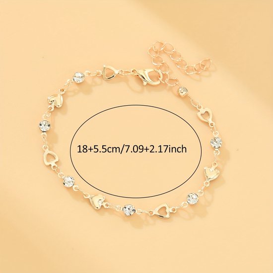 Sjika - Trendy armband met hartjes – Zirkonia stenen – Luxe dames sieraad – Perfect cadeau