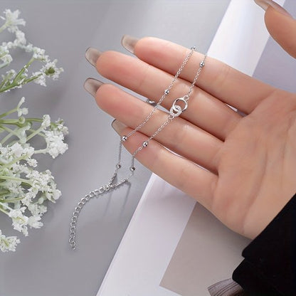 Sjika - Dames Armband 925 Zilver – Minimalistische Dubbele Ketting – Kristallen Hart – Cadeau voor Haar